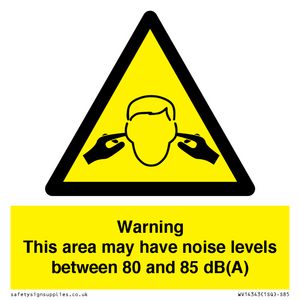 Warning Noise Levels in this area between 80 and 85 dB